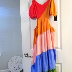 ELOQUII Rainbow Tiered Dress 18